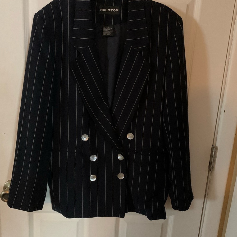 Halston Pin Striped Blazer